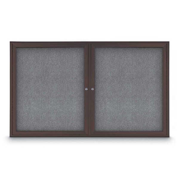 United Visual Products Sliding Door Indoor Enclosed Corkboard, 9 UV9030ACS-BLACK-BUFF - main